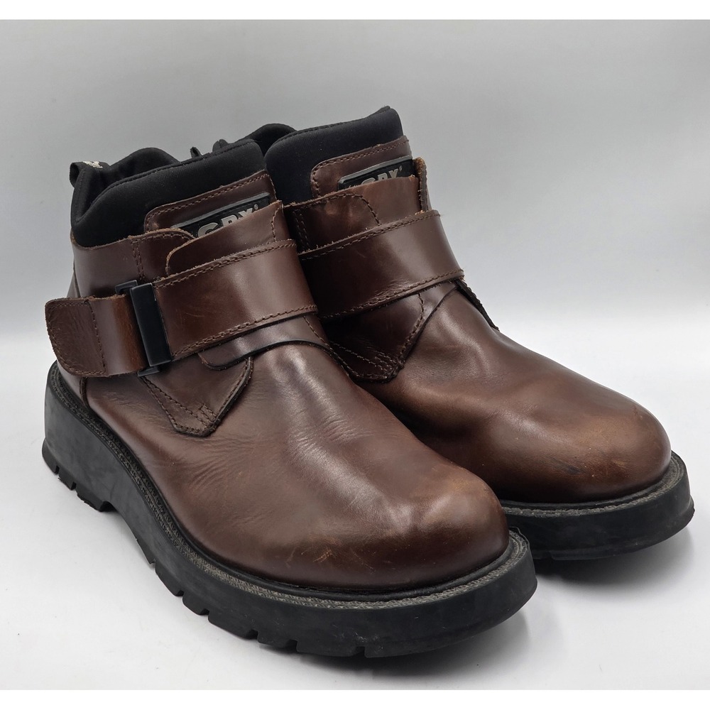 Vintage GBX Chunky Platform Monk Strap Boots Brown Leather Buckle Y2K 9.5M